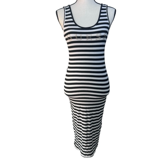 Guess Maxi black-and-white striped sleeveless tank top dress size medium - Picture 2 of 11